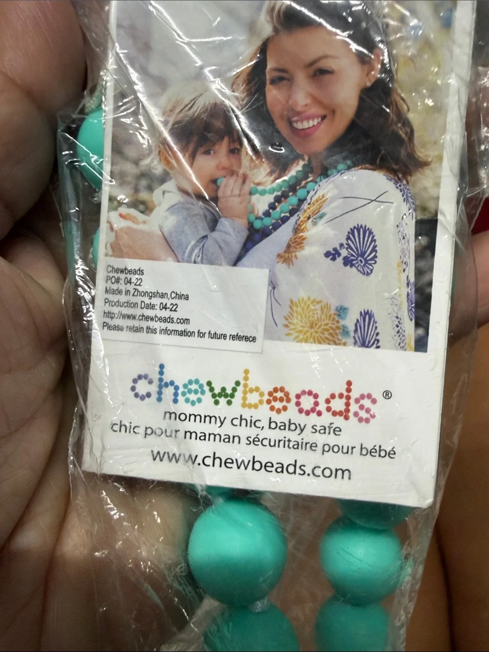 Chew beads necklace Teal Silicone Baby Necklace - Mommy Chic, Baby Safe
